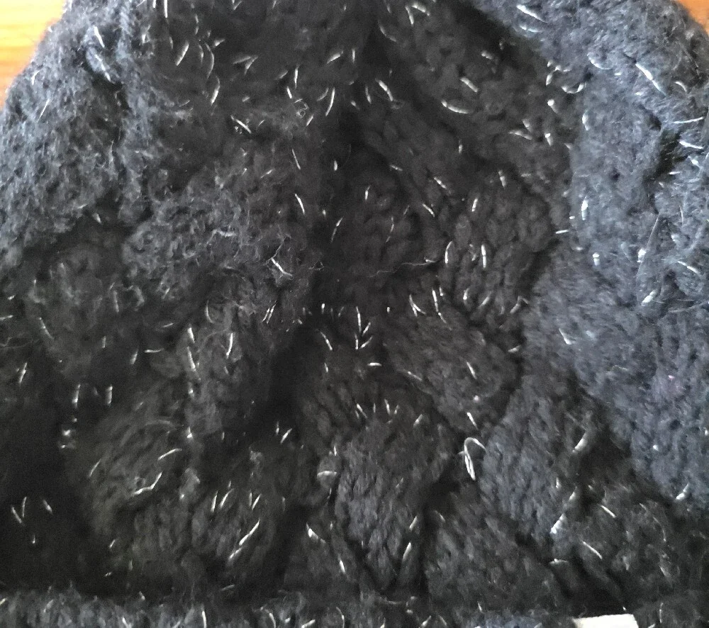 47 Womens Black Knit Beanie with White Pom 47 Brand